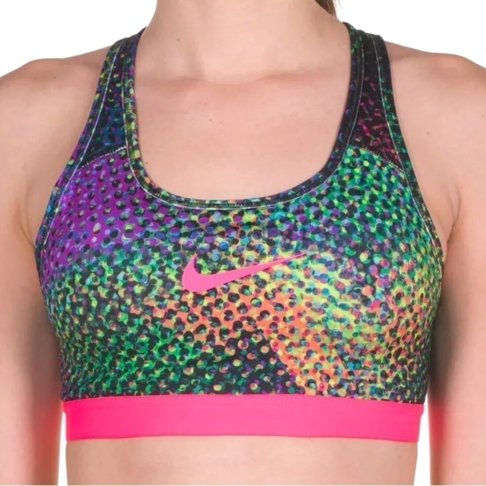 Nike Dri-Fit Sports Bra Size Small Multicolor Neon Pink Racerback Medium Support